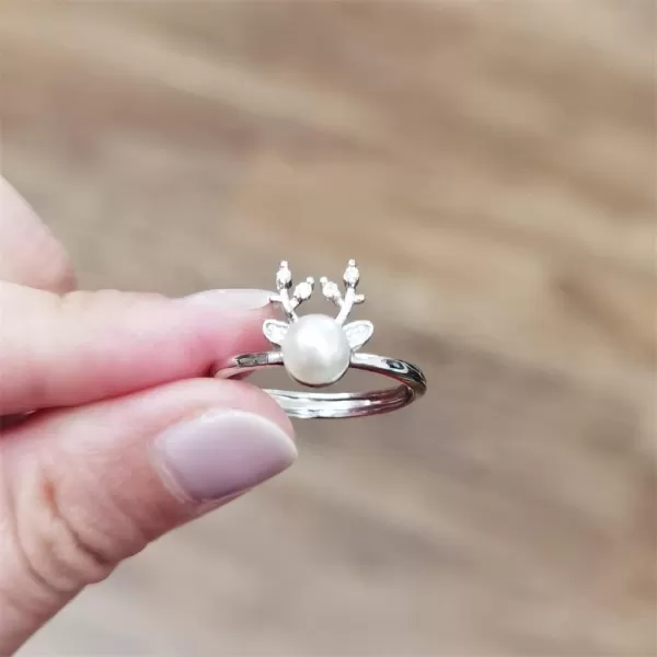 Cute Deer Ring for Women Teen Girls Adjustable Expandable CZ Imitation Pearl Reindeer Animal Statement Open Wrap Rings Comfort Fit Nickle Free Birthday Christmas New Year Jewelry Gifts Crystal AntlerCute Deer Ring for Women Teen Girls Adjustable Expandable CZ Imitation Pearl Reindeer Animal Statement Open Wrap Rings Comfort Fit Nickle Free Birthday Christmas New Year Jewelry Gifts Crystal Antler