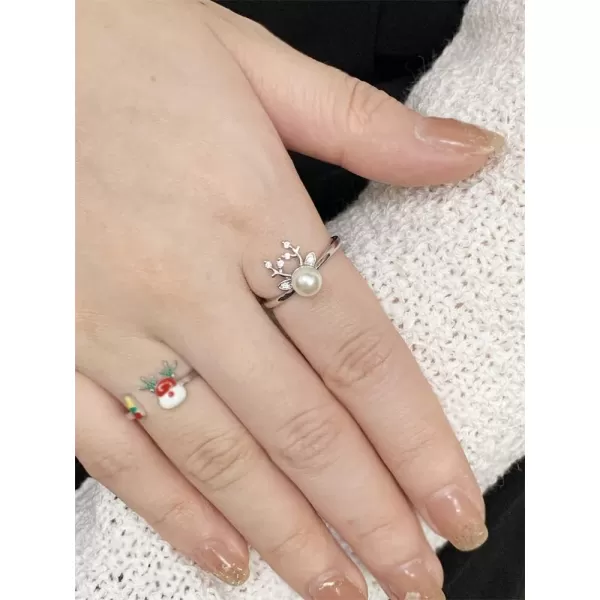 Cute Deer Ring for Women Teen Girls Adjustable Expandable CZ Imitation Pearl Reindeer Animal Statement Open Wrap Rings Comfort Fit Nickle Free Birthday Christmas New Year Jewelry Gifts Crystal AntlerCute Deer Ring for Women Teen Girls Adjustable Expandable CZ Imitation Pearl Reindeer Animal Statement Open Wrap Rings Comfort Fit Nickle Free Birthday Christmas New Year Jewelry Gifts Crystal Antler