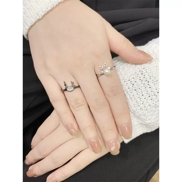 Cute Deer Ring for Women Teen Girls Adjustable Expandable CZ Imitation Pearl Reindeer Animal Statement Open Wrap Rings Comfort Fit Nickle Free Birthday Christmas New Year Jewelry Gifts Crystal AntlerCute Deer Ring for Women Teen Girls Adjustable Expandable CZ Imitation Pearl Reindeer Animal Statement Open Wrap Rings Comfort Fit Nickle Free Birthday Christmas New Year Jewelry Gifts Crystal Antler