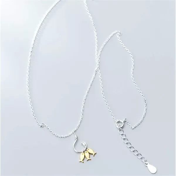 Cute Fish Hook Necklace for Women Teen Girls Men 925 Sterling Silver Gold Plated Two Tone Tiny 3 Fishes Fishing Pendant Choker Necklace Charm Tassel Chain Hawaian Boho Dainty Personalized JewelryCute Fish Hook Necklace for Women Teen Girls Men 925 Sterling Silver Gold Plated Two Tone Tiny 3 Fishes Fishing Pendant Choker Necklace Charm Tassel Chain Hawaian Boho Dainty Personalized Jewelry