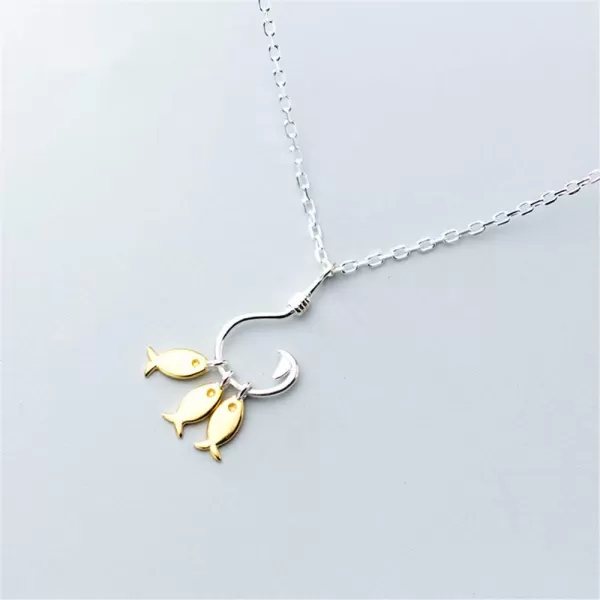 Cute Fish Hook Necklace for Women Teen Girls Men 925 Sterling Silver Gold Plated Two Tone Tiny 3 Fishes Fishing Pendant Choker Necklace Charm Tassel Chain Hawaian Boho Dainty Personalized JewelryCute Fish Hook Necklace for Women Teen Girls Men 925 Sterling Silver Gold Plated Two Tone Tiny 3 Fishes Fishing Pendant Choker Necklace Charm Tassel Chain Hawaian Boho Dainty Personalized Jewelry