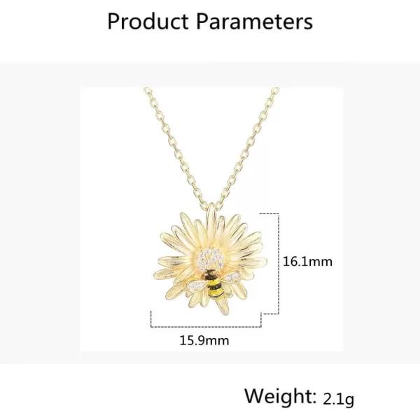 Cute Flower Bee Necklace for Women Girls Sterling Silver 14K Gold Plated Cubic Zirconia Crystal Sunflower Honeybee Animal Pendant Choker Charm Link Chain Dainty Holiday BirthdayCute Flower Bee Necklace for Women Girls Sterling Silver 14K Gold Plated Cubic Zirconia Crystal Sunflower Honeybee Animal Pendant Choker Charm Link Chain Dainty Holiday Birthday