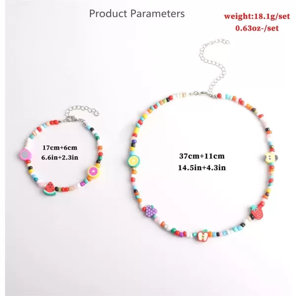 Cute Fruit Bead Seeds Jewelry Set Necklace Bracelet for Women Girls Sweet Colorful Ball Beads Chain Boho Adjustable Handmade Sets Birthday Summer Beach Trip Vacation Y2K JewelryCute Fruit Bead Seeds Jewelry Set Necklace Bracelet for Women Girls Sweet Colorful Ball Beads Chain Boho Adjustable Handmade Sets Birthday Summer Beach Trip Vacation Y2K Jewelry