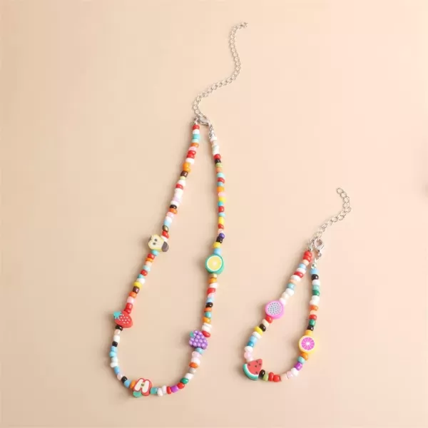 Cute Fruit Bead Seeds Jewelry Set Necklace Bracelet for Women Girls Sweet Colorful Ball Beads Chain Boho Adjustable Handmade Sets Birthday Summer Beach Trip Vacation Y2K JewelryCute Fruit Bead Seeds Jewelry Set Necklace Bracelet for Women Girls Sweet Colorful Ball Beads Chain Boho Adjustable Handmade Sets Birthday Summer Beach Trip Vacation Y2K Jewelry