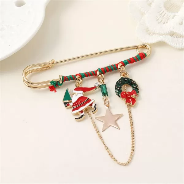 Cute Gold Christmas Brooch Pin for Women Girls Rhinestone Enameled Green Red Santa Claus Star Flower Wreath Tassel Chain Drop Dangle Lapel Pins Sweater Shawl Dress Accessories Xmas Jewelry GiftCute Gold Christmas Brooch Pin for Women Girls Rhinestone Enameled Green Red Santa Claus Star Flower Wreath Tassel Chain Drop Dangle Lapel Pins Sweater Shawl Dress Accessories Xmas Jewelry Gift