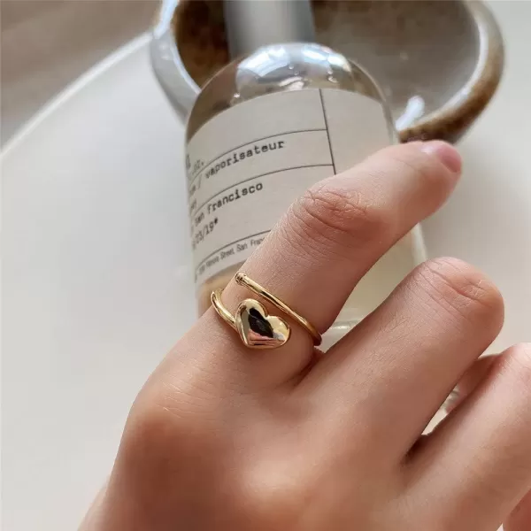 Cute Gold Heart Open Wrap S925 Sterling Silver Stacking Ring for Women Girls Dainty Engagement Promise Love Expandable Band Finger Statement Enternity Rings Adjustable Comfort Fit Minimalist JewelryCute Gold Heart Open Wrap S925 Sterling Silver Stacking Ring for Women Girls Dainty Engagement Promise Love Expandable Band Finger Statement Enternity Rings Adjustable Comfort Fit Minimalist Jewelry