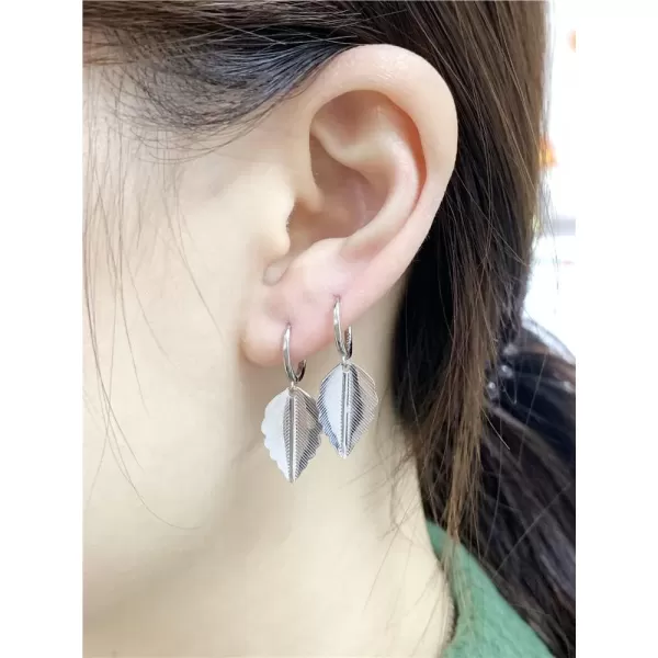 Cute Leaf Dangle Small Hoop Earrings for Women Girls 925 Sterling Silver Hypoallergenic Charms Drop Huggie Hoops Cartilage Cuff Wrap Clip Fashion Minimalist Lightweight Jewelry Gifts Mom SisterCute Leaf Dangle Small Hoop Earrings for Women Girls 925 Sterling Silver Hypoallergenic Charms Drop Huggie Hoops Cartilage Cuff Wrap Clip Fashion Minimalist Lightweight Jewelry Gifts Mom Sister