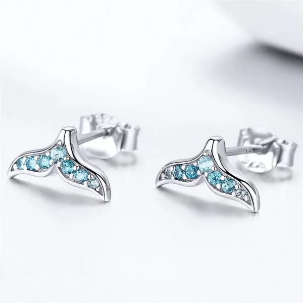 Cute Mermaid Tail CZ Stud Earrings for Women Teen Girls S925 Sterling Silver Bule Cubic Zirconia Crystal Fish Whale Tail Hypoallergenic Tragus Post Pin Dainty Earrings Jewelry Gift for DaughterCute Mermaid Tail CZ Stud Earrings for Women Teen Girls S925 Sterling Silver Bule Cubic Zirconia Crystal Fish Whale Tail Hypoallergenic Tragus Post Pin Dainty Earrings Jewelry Gift for Daughter