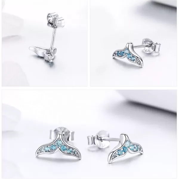 Cute Mermaid Tail CZ Stud Earrings for Women Teen Girls S925 Sterling Silver Bule Cubic Zirconia Crystal Fish Whale Tail Hypoallergenic Tragus Post Pin Dainty Earrings Jewelry Gift for DaughterCute Mermaid Tail CZ Stud Earrings for Women Teen Girls S925 Sterling Silver Bule Cubic Zirconia Crystal Fish Whale Tail Hypoallergenic Tragus Post Pin Dainty Earrings Jewelry Gift for Daughter