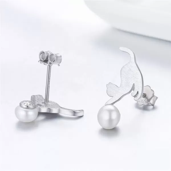 Cute Pearl Cat Small Stud Earrings for Women Girls S925 Sterling Silver Dainty Animal Kitty Play Ball Unique Tragus Post Pin Earring Funny Gifts for Best Friends Dauther SisterCute Pearl Cat Small Stud Earrings for Women Girls S925 Sterling Silver Dainty Animal Kitty Play Ball Unique Tragus Post Pin Earring Funny Gifts for Best Friends Dauther Sister