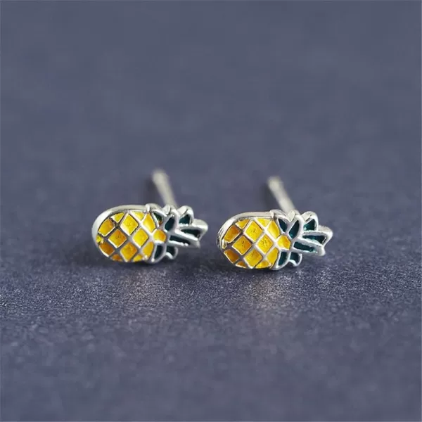 Cute Pineapple Fruits Earrings 925 Sterling Silver Small Stud Earring for Women Girls Yellow Green Enamel Ananas Cartilage Tragus Post Hypoallergenic Dainty Jewelry Gifts for Daughter NieceCute Pineapple Fruits Earrings 925 Sterling Silver Small Stud Earring for Women Girls Yellow Green Enamel Ananas Cartilage Tragus Post Hypoallergenic Dainty Jewelry Gifts for Daughter Niece