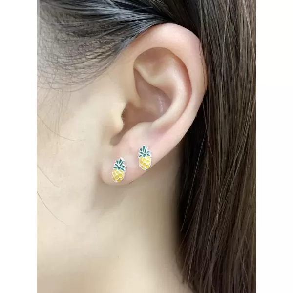 Cute Pineapple Fruits Earrings 925 Sterling Silver Small Stud Earring for Women Girls Yellow Green Enamel Ananas Cartilage Tragus Post Hypoallergenic Dainty Jewelry Gifts for Daughter NieceCute Pineapple Fruits Earrings 925 Sterling Silver Small Stud Earring for Women Girls Yellow Green Enamel Ananas Cartilage Tragus Post Hypoallergenic Dainty Jewelry Gifts for Daughter Niece