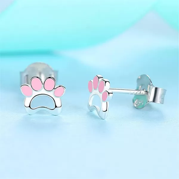 Cute Pink Paw Earrings for Women Girls 925 Sterling Silver Hypoallergenic Tiny Small Animal Kitten Cat Puppy Dog Foot Print Cartilage Tragus Post Piercing Ear Jewelry Gifts for Pet LoverCute Pink Paw Earrings for Women Girls 925 Sterling Silver Hypoallergenic Tiny Small Animal Kitten Cat Puppy Dog Foot Print Cartilage Tragus Post Piercing Ear Jewelry Gifts for Pet Lover