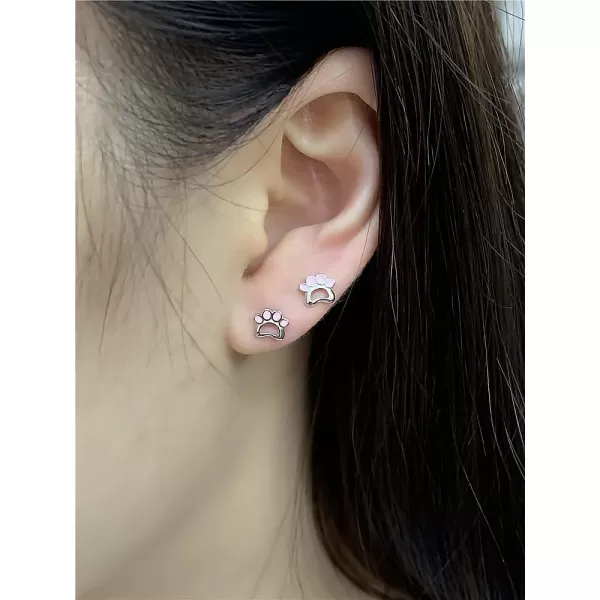 Cute Pink Paw Earrings for Women Girls 925 Sterling Silver Hypoallergenic Tiny Small Animal Kitten Cat Puppy Dog Foot Print Cartilage Tragus Post Piercing Ear Jewelry Gifts for Pet LoverCute Pink Paw Earrings for Women Girls 925 Sterling Silver Hypoallergenic Tiny Small Animal Kitten Cat Puppy Dog Foot Print Cartilage Tragus Post Piercing Ear Jewelry Gifts for Pet Lover