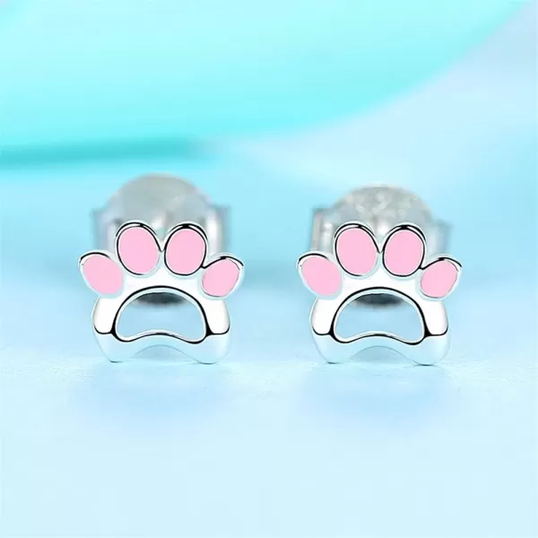 Cute Pink Paw Earrings for Women Girls 925 Sterling Silver Hypoallergenic Tiny Small Animal Kitten Cat Puppy Dog Foot Print Cartilage Tragus Post Piercing Ear Jewelry Gifts for Pet LoverCute Pink Paw Earrings for Women Girls 925 Sterling Silver Hypoallergenic Tiny Small Animal Kitten Cat Puppy Dog Foot Print Cartilage Tragus Post Piercing Ear Jewelry Gifts for Pet Lover