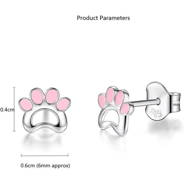 Cute Pink Paw Earrings for Women Girls 925 Sterling Silver Hypoallergenic Tiny Small Animal Kitten Cat Puppy Dog Foot Print Cartilage Tragus Post Piercing Ear Jewelry Gifts for Pet LoverCute Pink Paw Earrings for Women Girls 925 Sterling Silver Hypoallergenic Tiny Small Animal Kitten Cat Puppy Dog Foot Print Cartilage Tragus Post Piercing Ear Jewelry Gifts for Pet Lover