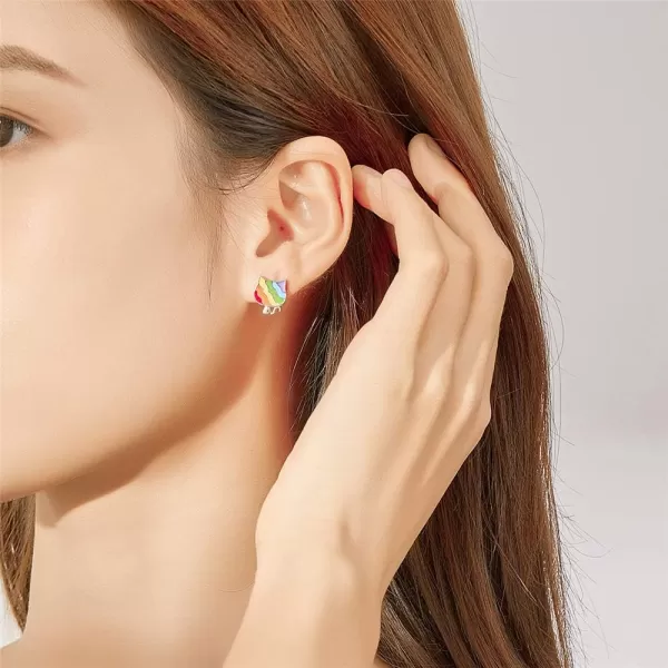 Cute Rainbow Cat Stud Earrings for Women Girls 925 Sterling Silver White Gold Plated Small Animal Pet Studs Tragus Post Hypoallergenic LGBT Pride BFF Jewelry GiftsCute Rainbow Cat Stud Earrings for Women Girls 925 Sterling Silver White Gold Plated Small Animal Pet Studs Tragus Post Hypoallergenic LGBT Pride BFF Jewelry Gifts