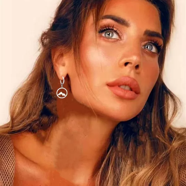 Cute Round Mountain Dangle Hoop Earrings for Women Girls Stainless Steel Hypoallergenic Lightweight Circle Charms Drop Small Hoops Huggie Boho Artistic Jewelry Unisex Gifts Road Trip Outdoor EnthusiastCute Round Mountain Dangle Hoop Earrings for Women Girls Stainless Steel Hypoallergenic Lightweight Circle Charms Drop Small Hoops Huggie Boho Artistic Jewelry Unisex Gifts Road Trip Outdoor Enthusiast