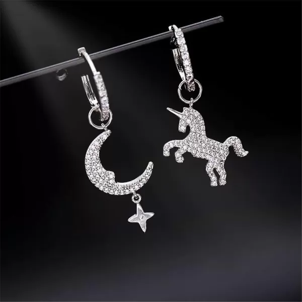 Cute Unicorn Crescent Moon Drop Dangle Small Hoop Earrings for Women Teen Girls Hypoallergenic Asymmetrical CZ Crystal Cartilage Huggie Hoops Jewelry Delicate Birthday Gifts for DaughterCute Unicorn Crescent Moon Drop Dangle Small Hoop Earrings for Women Teen Girls Hypoallergenic Asymmetrical CZ Crystal Cartilage Huggie Hoops Jewelry Delicate Birthday Gifts for Daughter