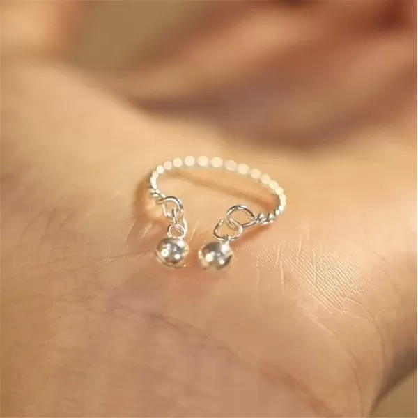 Dainty Ball Bell 925 Sterling Silver Adjustable Open Ring for Women Girls Expandable Boho Twisted Statement Finger Rings Comfort Fit Cute Charms Dangle Jewelry Christmas BFF GiftDainty Ball Bell 925 Sterling Silver Adjustable Open Ring for Women Girls Expandable Boho Twisted Statement Finger Rings Comfort Fit Cute Charms Dangle Jewelry Christmas BFF Gift