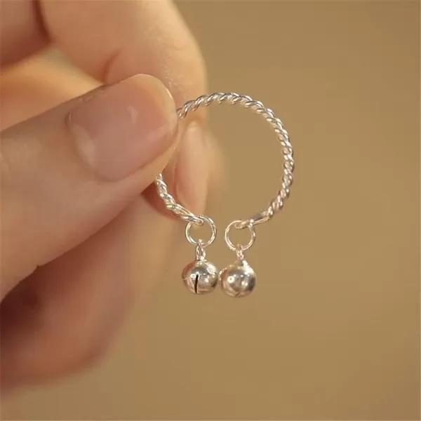 Dainty Ball Bell 925 Sterling Silver Adjustable Open Ring for Women Girls Expandable Boho Twisted Statement Finger Rings Comfort Fit Cute Charms Dangle Jewelry Christmas BFF GiftDainty Ball Bell 925 Sterling Silver Adjustable Open Ring for Women Girls Expandable Boho Twisted Statement Finger Rings Comfort Fit Cute Charms Dangle Jewelry Christmas BFF Gift
