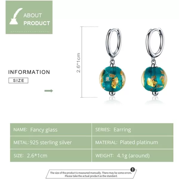 Dainty Blue Earth Drop Dangle Small Hoop Earrings for Women Girls 925 Sterling Silver Gold Continents Round Murano Glass Ball Earring for Sensitive Ear Fashion Jewelry Souvenir GiftDainty Blue Earth Drop Dangle Small Hoop Earrings for Women Girls 925 Sterling Silver Gold Continents Round Murano Glass Ball Earring for Sensitive Ear Fashion Jewelry Souvenir Gift
