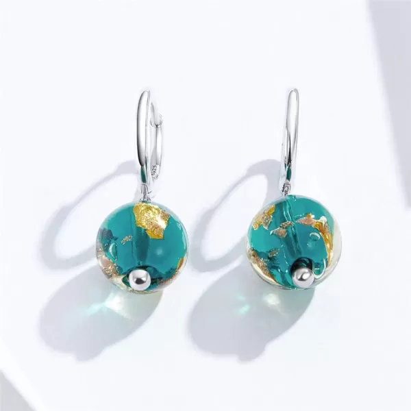Dainty Blue Earth Drop Dangle Small Hoop Earrings for Women Girls 925 Sterling Silver Gold Continents Round Murano Glass Ball Earring for Sensitive Ear Fashion Jewelry Souvenir GiftDainty Blue Earth Drop Dangle Small Hoop Earrings for Women Girls 925 Sterling Silver Gold Continents Round Murano Glass Ball Earring for Sensitive Ear Fashion Jewelry Souvenir Gift