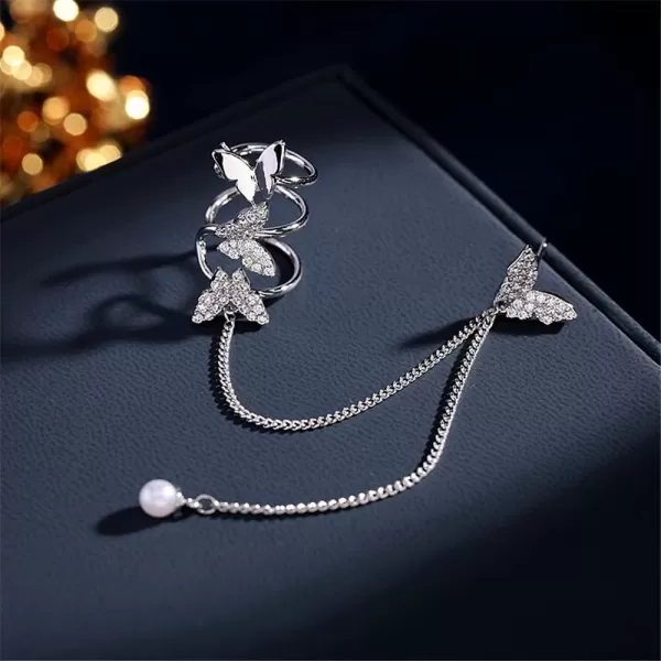 Dainty Butterfly Cuff Earrings for Women Girls 925 Sterling Silver Post Pin Shell Pearl Chain Drop Dangle Cubic Zirconia Butterflies Ear Wrap Climber Crawler Fashion Birthday Wedding Jewelry Gift 1 PieceDainty Butterfly Cuff Earrings for Women Girls 925 Sterling Silver Post Pin Shell Pearl Chain Drop Dangle Cubic Zirconia Butterflies Ear Wrap Climber Crawler Fashion Birthday Wedding Jewelry Gift 1 Piece