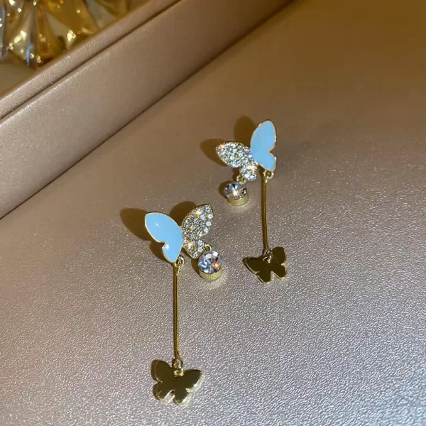 Dainty CZ Butterfly Threader Dangle Stud Earrings for Women Girls Gold Plated Cubic Zirconia Enameled Charms Drop Dangling Hypoallergenic Lucky Wedding Birthday Christmas Valentine Jewelry GiftsDainty CZ Butterfly Threader Dangle Stud Earrings for Women Girls Gold Plated Cubic Zirconia Enameled Charms Drop Dangling Hypoallergenic Lucky Wedding Birthday Christmas Valentine Jewelry Gifts