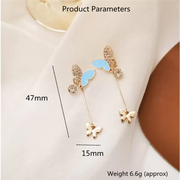 Dainty CZ Butterfly Threader Dangle Stud Earrings for Women Girls Gold Plated Cubic Zirconia Enameled Charms Drop Dangling Hypoallergenic Lucky Wedding Birthday Christmas Valentine Jewelry GiftsDainty CZ Butterfly Threader Dangle Stud Earrings for Women Girls Gold Plated Cubic Zirconia Enameled Charms Drop Dangling Hypoallergenic Lucky Wedding Birthday Christmas Valentine Jewelry Gifts