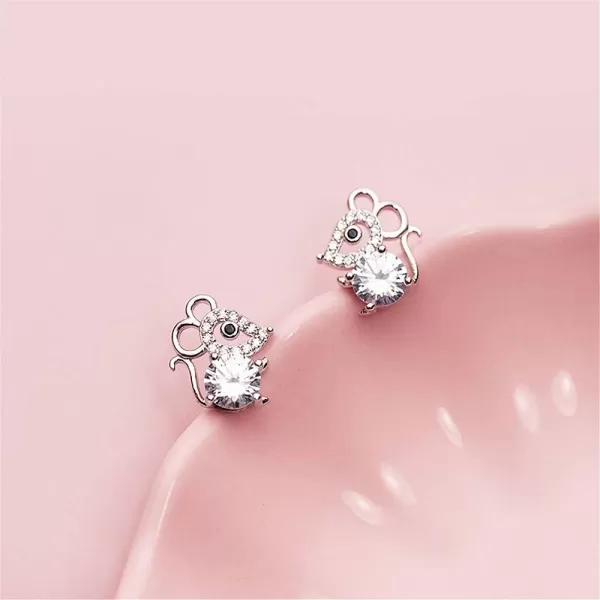 Dainty CZ Cute Animals Small Stud Earrings for Women Girls S925 Sterling Silver Cubic Zirconia Delicate Tiny Studs Earring Hypoallergenic Birthday Jewelry Crystal MouseDainty CZ Cute Animals Small Stud Earrings for Women Girls S925 Sterling Silver Cubic Zirconia Delicate Tiny Studs Earring Hypoallergenic Birthday Jewelry Crystal Mouse