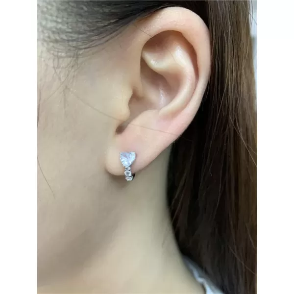 Dainty CZ Love Heart Cartilage Tiny Hoop Earrings for Women Girls 925 Sterling Silver Hypoallergenic Huggie Hoops Cute Birthday Christmas Valentine Jewelry Delicate Gifts 75mmSilver