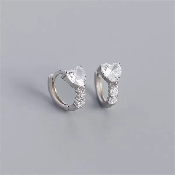 Dainty CZ Love Heart Cartilage Tiny Hoop Earrings for Women Girls 925 Sterling Silver Hypoallergenic Huggie Hoops Cute Birthday Christmas Valentine Jewelry Delicate Gifts 75mmSilver