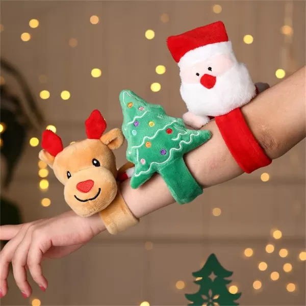 Dainty Christmas Slap Band Bracelet for Women Girls Cute Xmas Party Favors Wrap Bracelets Decorated Jewelry Gift 8 InchesDeer