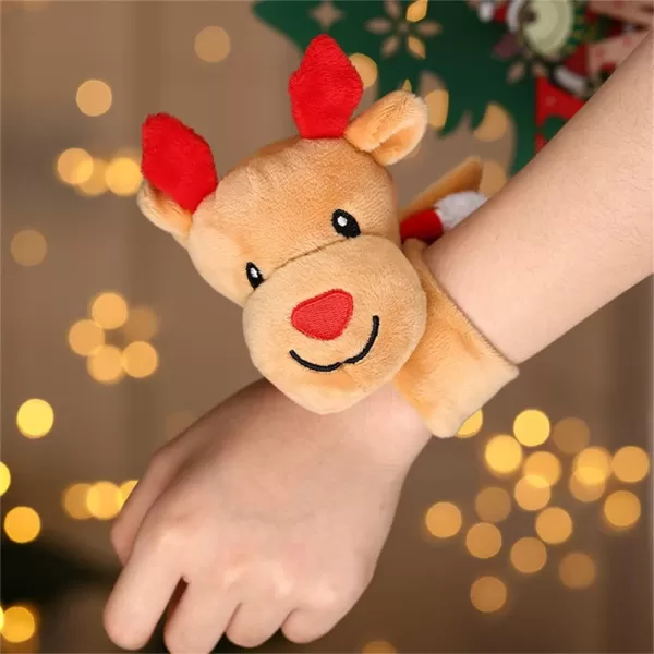 Dainty Christmas Slap Band Bracelet for Women Girls Cute Xmas Party Favors Wrap Bracelets Decorated Jewelry Gift 8 InchesDeer