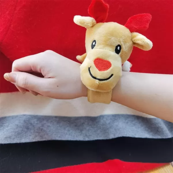 Dainty Christmas Slap Band Bracelet for Women Girls Cute Xmas Party Favors Wrap Bracelets Decorated Jewelry Gift 8 InchesDeer