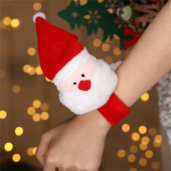 Dainty Christmas Slap Band Bracelet for Women Girls Cute Xmas Party Favors Wrap Bracelets Decorated Jewelry Gift 8 InchesSanta Claus