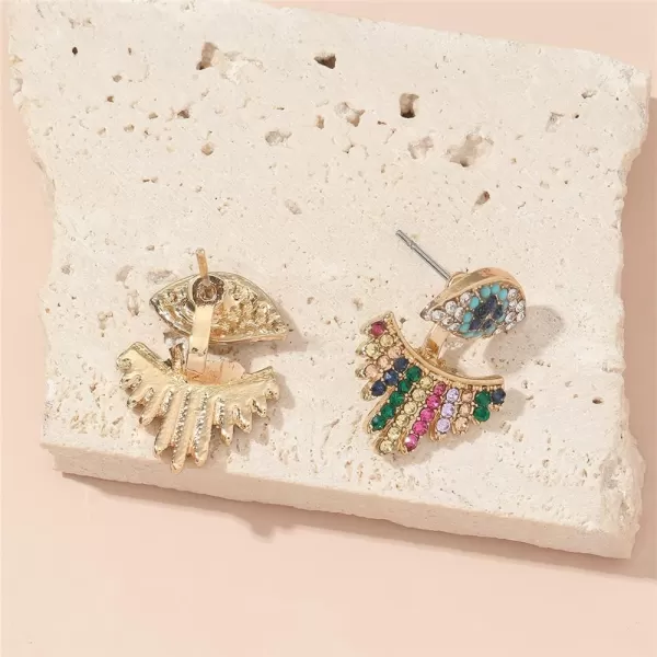Dainty Crystal Evil Eye Earrings for Women Girls Fashion Boho Front Back Ear Jacket Piercing Stud Cartilage Earring Cute Protective Party JewelryDainty Crystal Evil Eye Earrings for Women Girls Fashion Boho Front Back Ear Jacket Piercing Stud Cartilage Earring Cute Protective Party Jewelry