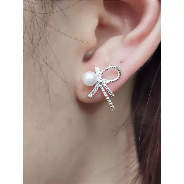 Dainty Crystal Pearl Earrings 925 Sterling Silver CZ Twisted Studs Earring for Women Girls Hypoallergenic Imitation 5mm Pearls Diamond Love Knot Cartilage Tragus Post Hypoallergenic Piercing Jewelry GiftDainty Crystal Pearl Earrings 925 Sterling Silver CZ Twisted Studs Earring for Women Girls Hypoallergenic Imitation 5mm Pearls Diamond Love Knot Cartilage Tragus Post Hypoallergenic Piercing Jewelry Gift