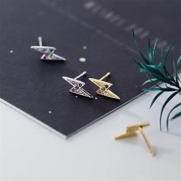 Dainty Lightning Bolt Tiny Small Stud Earrings for Women Girls 925 Sterling Silver Colorful Cubic Zirconia Crystal Cartilage Tragus Cute Post Pin Fashion Bohemian Piercing Ear Jewelry SilverDainty Lightning Bolt Tiny Small Stud Earrings for Women Girls 925 Sterling Silver Colorful Cubic Zirconia Crystal Cartilage Tragus Cute Post Pin Fashion Bohemian Piercing Ear Jewelry Silver