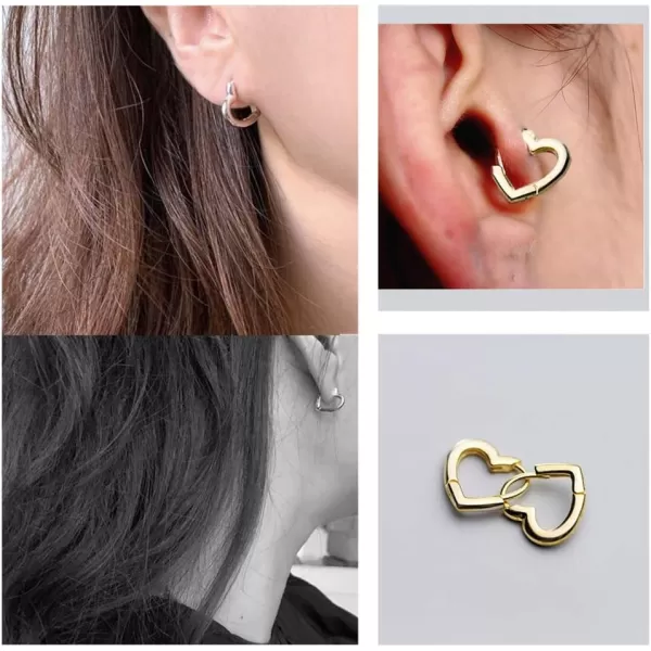 Dainty Love Heart Shaped Small Hoop Sleeper Earrings for Women Girls S925 Sterling Silver 14K Daith Heart Cartilage Tragus Cute Minimalist Hoops Jewelry Mothers Day Gift Best Friend Gold PlatedDainty Love Heart Shaped Small Hoop Sleeper Earrings for Women Girls S925 Sterling Silver 14K Daith Heart Cartilage Tragus Cute Minimalist Hoops Jewelry Mothers Day Gift Best Friend Gold Plated