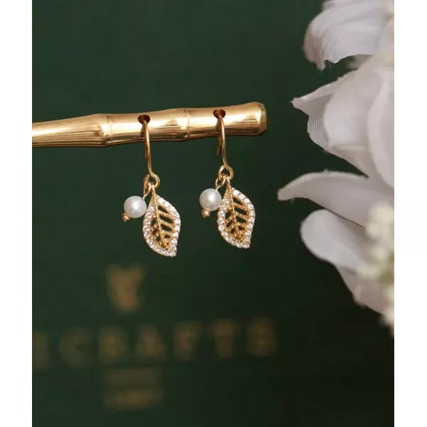 Dainty Pearl CZ Leaf Drop Earring Hooks for Women Girls S925 Sterling Silver 14k Gold Plated Charm Small Cute Crystal Filigree Leaves Dangle Stud Fashion Nickel Free Birthday Wedding Christmas GiftsDainty Pearl CZ Leaf Drop Earring Hooks for Women Girls S925 Sterling Silver 14k Gold Plated Charm Small Cute Crystal Filigree Leaves Dangle Stud Fashion Nickel Free Birthday Wedding Christmas Gifts