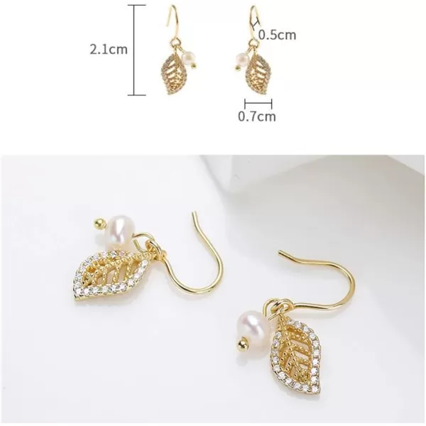 Dainty Pearl CZ Leaf Drop Earring Hooks for Women Girls S925 Sterling Silver 14k Gold Plated Charm Small Cute Crystal Filigree Leaves Dangle Stud Fashion Nickel Free Birthday Wedding Christmas GiftsDainty Pearl CZ Leaf Drop Earring Hooks for Women Girls S925 Sterling Silver 14k Gold Plated Charm Small Cute Crystal Filigree Leaves Dangle Stud Fashion Nickel Free Birthday Wedding Christmas Gifts