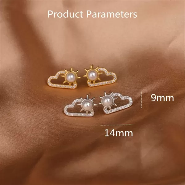 Dainty Pearl Sun Cloudy Earrings 925 Sterling Silver CZ Small Stud Earring for Women Girls Cubic Zirconia Hypoallergenic Imitation Pearls Cute Cartilage Studs Tragus Post Delicate Clear Weather Jewelry 14K GoldDainty Pearl Sun Cloudy Earrings 925 Sterling Silver CZ Small Stud Earring for Women Girls Cubic Zirconia Hypoallergenic Imitation Pearls Cute Cartilage Studs Tragus Post Delicate Clear Weather Jewelry 14K Gold