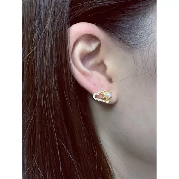 Dainty Pearl Sun Cloudy Earrings 925 Sterling Silver CZ Small Stud Earring for Women Girls Cubic Zirconia Hypoallergenic Imitation Pearls Cute Cartilage Studs Tragus Post Delicate Clear Weather Jewelry 14K GoldDainty Pearl Sun Cloudy Earrings 925 Sterling Silver CZ Small Stud Earring for Women Girls Cubic Zirconia Hypoallergenic Imitation Pearls Cute Cartilage Studs Tragus Post Delicate Clear Weather Jewelry 14K Gold