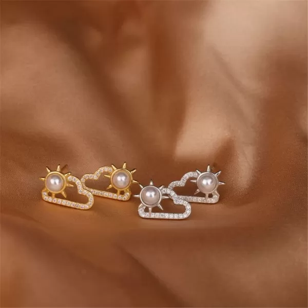 Dainty Pearl Sun Cloudy Earrings 925 Sterling Silver CZ Small Stud Earring for Women Girls Cubic Zirconia Hypoallergenic Imitation Pearls Cute Cartilage Studs Tragus Post Delicate Clear Weather Jewelry 14K GoldDainty Pearl Sun Cloudy Earrings 925 Sterling Silver CZ Small Stud Earring for Women Girls Cubic Zirconia Hypoallergenic Imitation Pearls Cute Cartilage Studs Tragus Post Delicate Clear Weather Jewelry 14K Gold