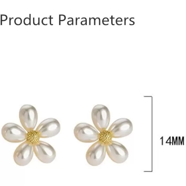 Dainty Shell Pearl Flower 925 Sterling Silver Stud Earrings for Women Girls Hypoallergenic Imitation Pearls Petal Cute Small Floral Cartilage Tragus Post Elegant Wedding Jewelry GiftGold Plated