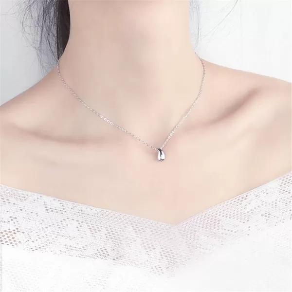 Dainty Teardrop Necklace for Women Girls Sterling Silver Minimalist Simple Tiny Oval Bead Beans PearShaped Pendant Choker BFF Necklace Fashion Adjustable Chain 18 Jewelry Wedding Birthday GiftSilver