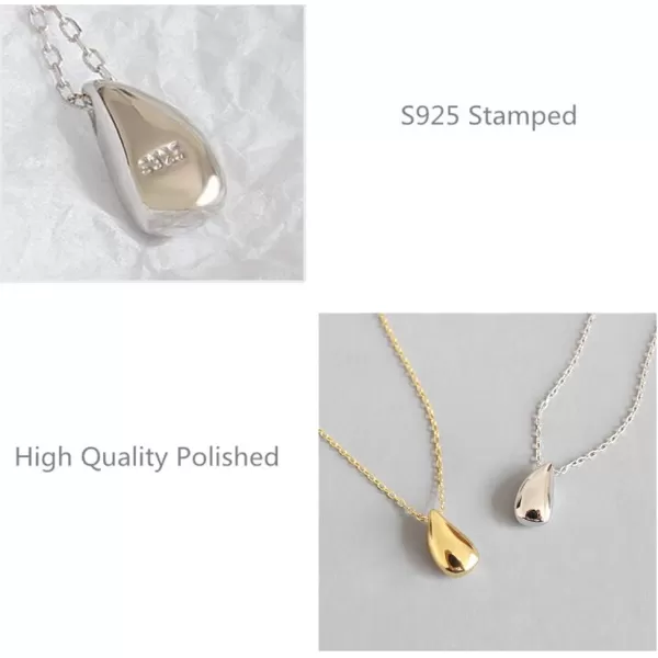 Dainty Teardrop Necklace for Women Girls Sterling Silver Minimalist Simple Tiny Oval Bead Beans PearShaped Pendant Choker BFF Necklace Fashion Adjustable Chain 18 Jewelry Wedding Birthday GiftSilver