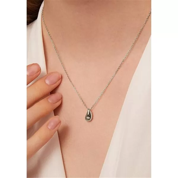 Dainty Teardrop Necklace for Women Girls Sterling Silver Minimalist Simple Tiny Oval Bead Beans PearShaped Pendant Choker BFF Necklace Fashion Adjustable Chain 18 Jewelry Wedding Birthday GiftSilver